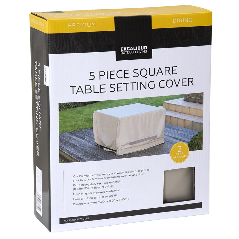 Excalibur Outdoor Living 5 Piece Square Table Furniture Cover