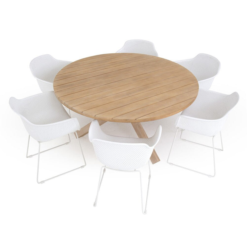 Excalibur Charlotte 7 piece Round Dining with Lilac Chairs