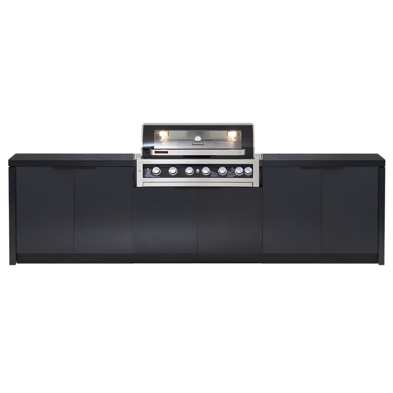 Cabinex Galaxy Black (Classic) 6 Burner Outdoor Kitchen Package with Porcelain Benchtop