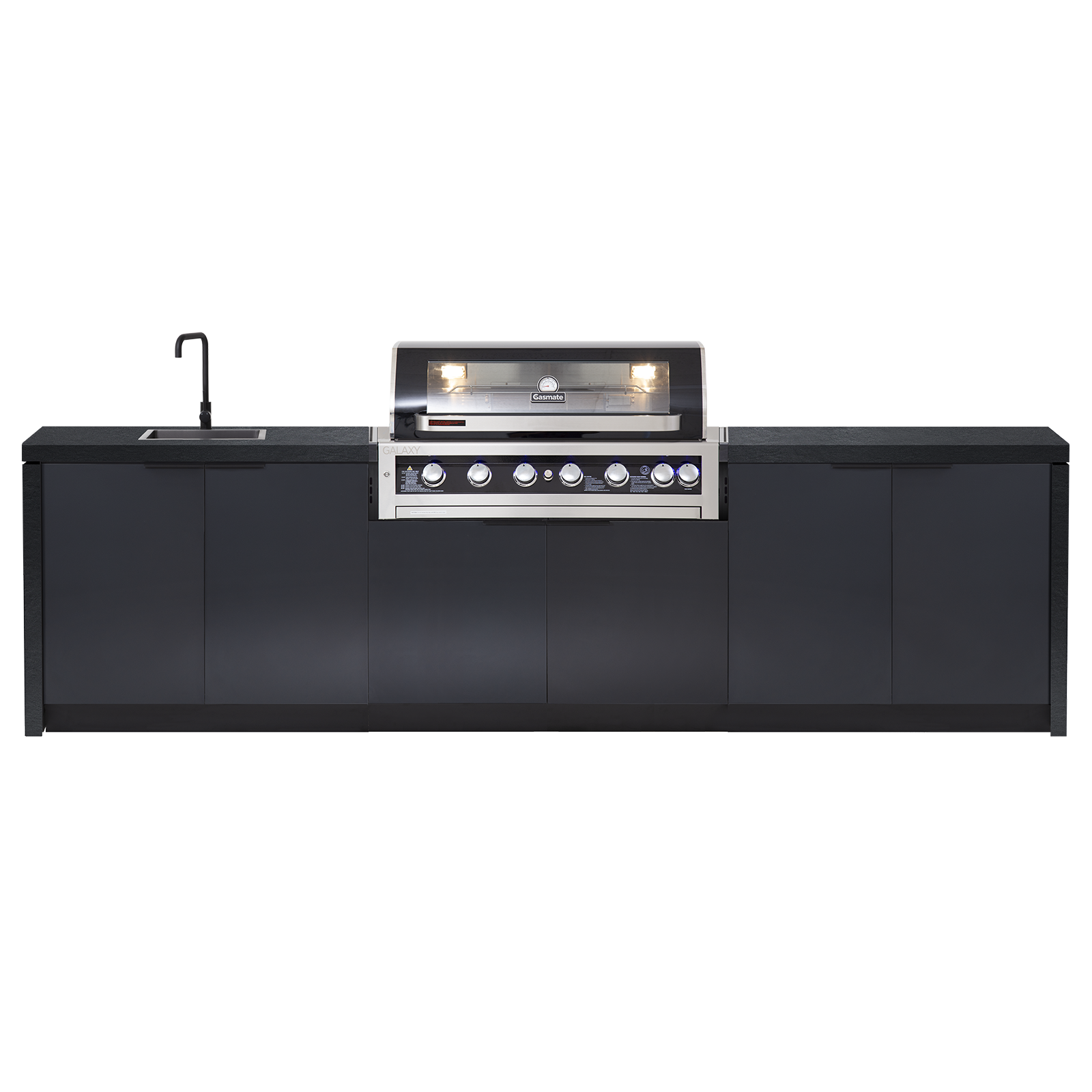 Cabinex Galaxy Black (Classic) 6 Burner Outdoor Kitchen Package with Porcelain Benchtop