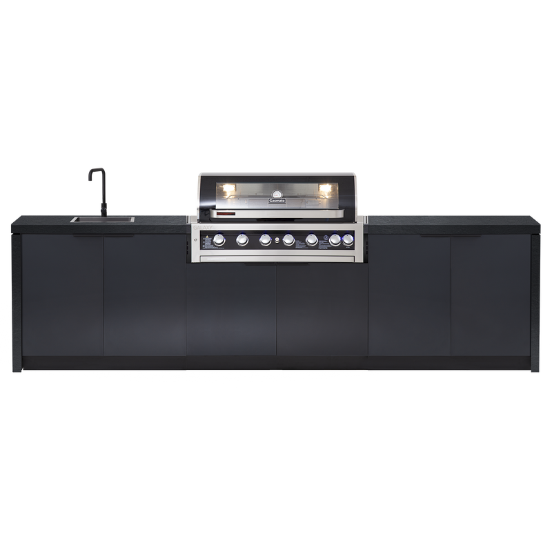 Cabinex Galaxy Black (Classic) 6 Burner Outdoor Kitchen Package with Porcelain Benchtop