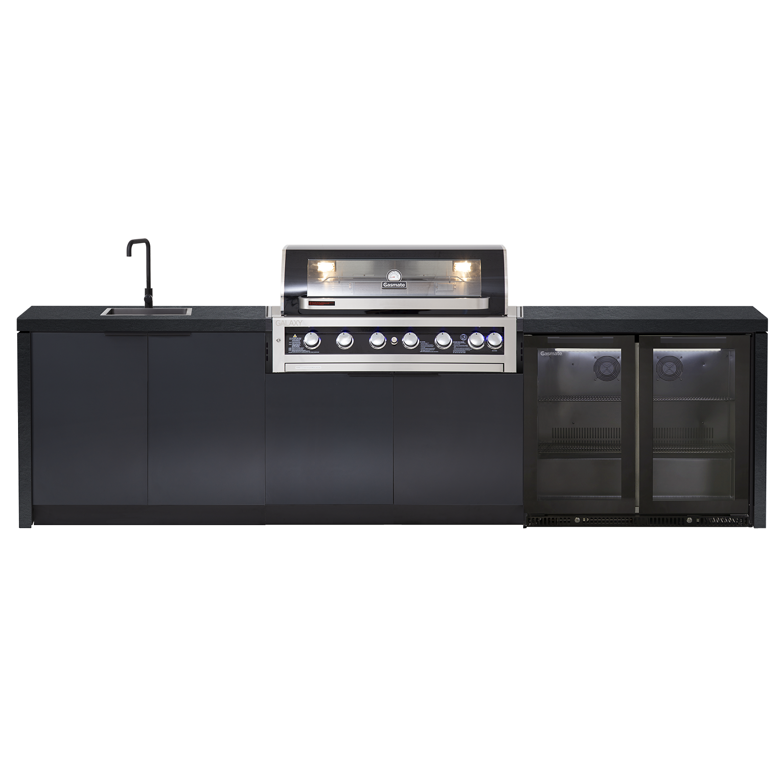 Cabinex Galaxy Black (Classic) 6 Burner Outdoor Kitchen Package with Porcelain Benchtop