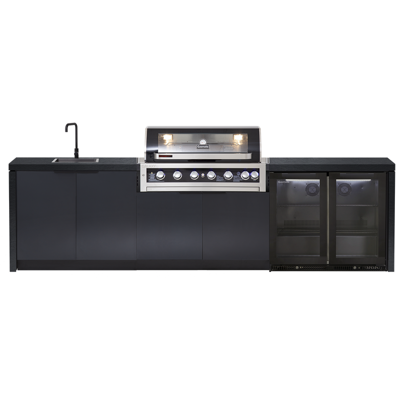 Cabinex Galaxy Black (Classic) 6 Burner Outdoor Kitchen Package with Porcelain Benchtop