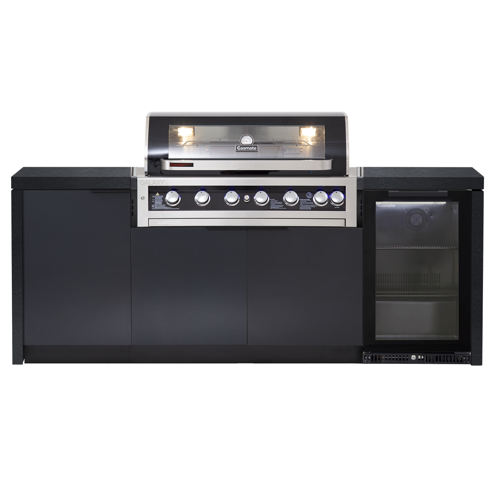 Cabinex Galaxy Black (Classic) 6 Burner Outdoor Kitchen Package with Porcelain Benchtop - Single Modules