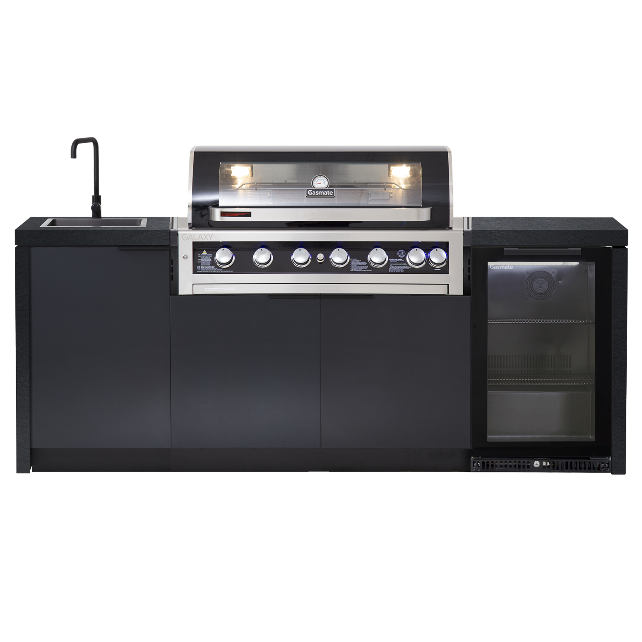 Cabinex Galaxy Black (Classic) 6 Burner Outdoor Kitchen Package with Porcelain Benchtop - Single Modules