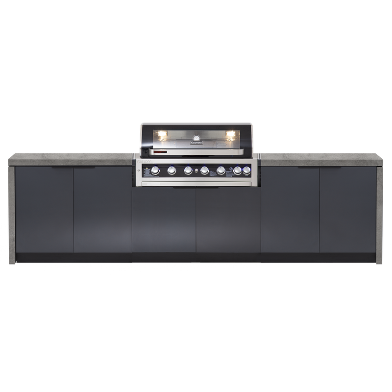 Cabinex Galaxy Black (Classic) 6 Burner Outdoor Kitchen Package with Porcelain Benchtop