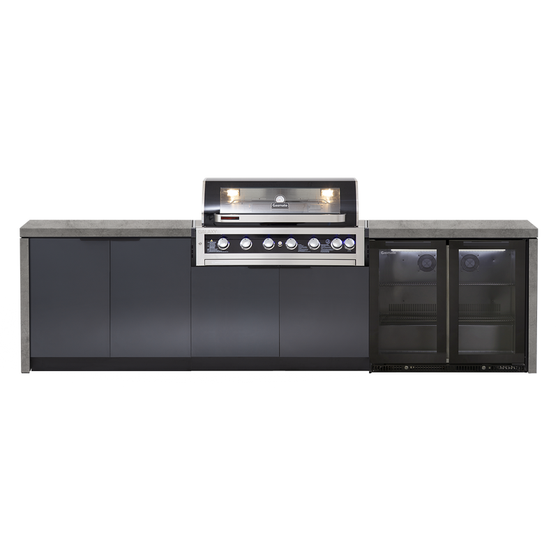 Cabinex Galaxy Black (Classic) 6 Burner Outdoor Kitchen Package with Porcelain Benchtop