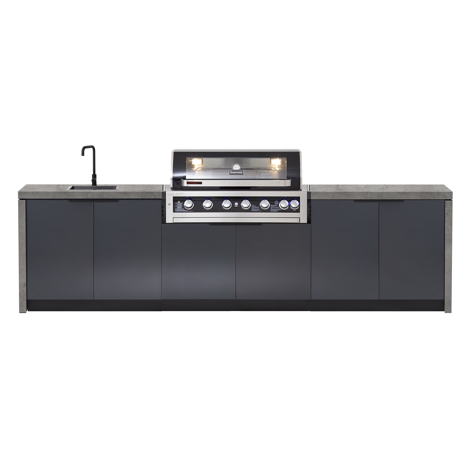 Cabinex Galaxy Black (Classic) 6 Burner Outdoor Kitchen Package with Porcelain Benchtop