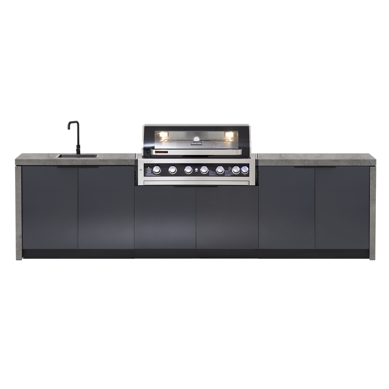 Cabinex Galaxy Black (Classic) 6 Burner Outdoor Kitchen Package with Porcelain Benchtop