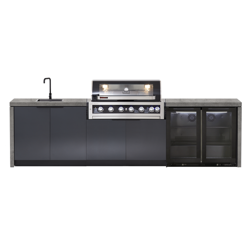 Cabinex Galaxy Black (Classic) 6 Burner Outdoor Kitchen Package with Porcelain Benchtop