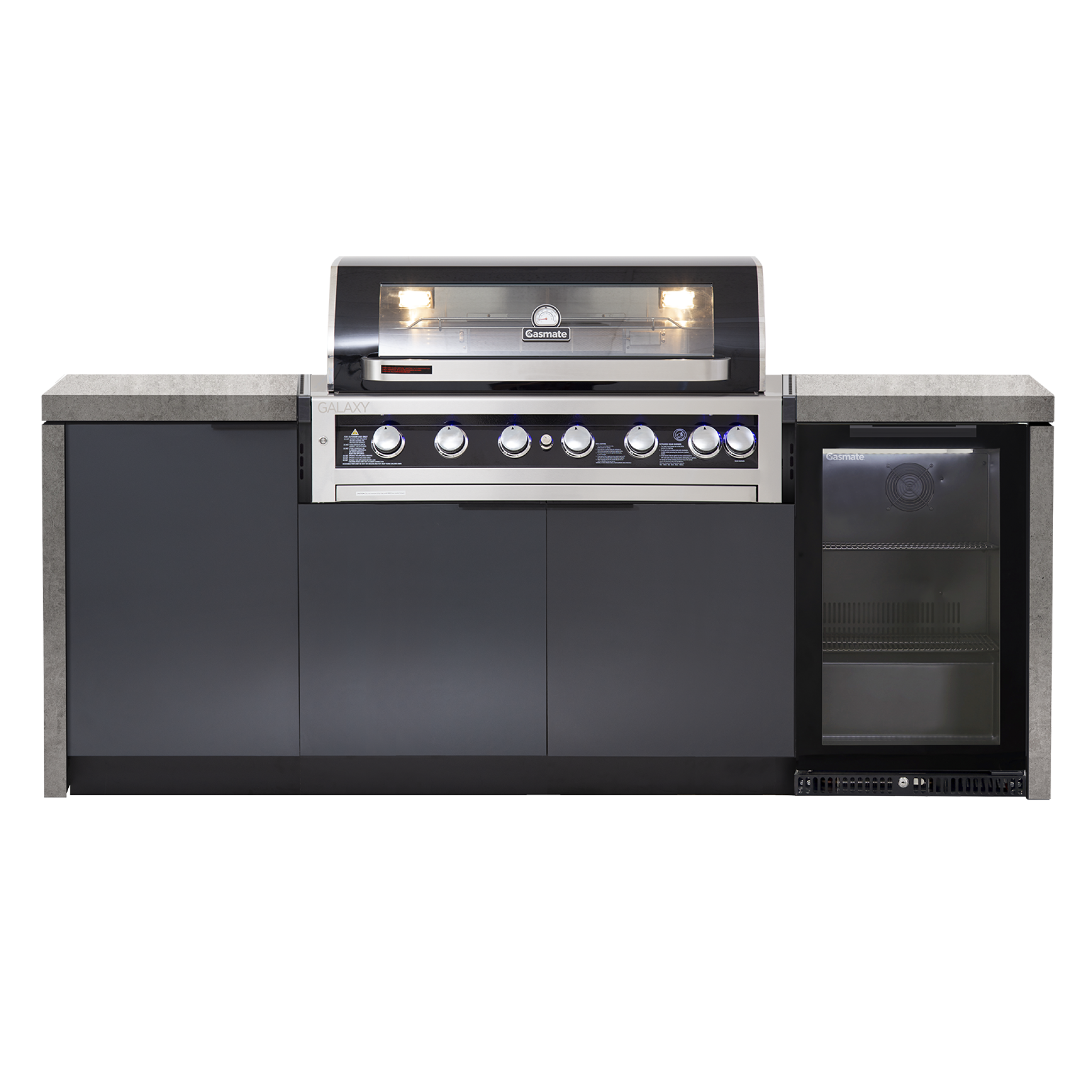 Cabinex Galaxy Black (Classic) 6 Burner Outdoor Kitchen Package with Porcelain Benchtop - Single Modules