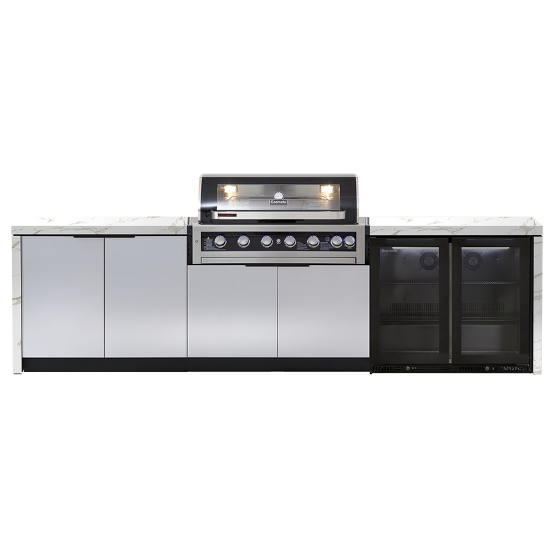 Cabinex Galaxy Black (Classic) 6 Burner Outdoor Kitchen Package with Porcelain Benchtop