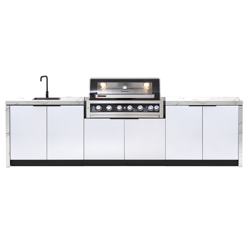 Cabinex Galaxy Black (Classic) 6 Burner Outdoor Kitchen Package with Porcelain Benchtop
