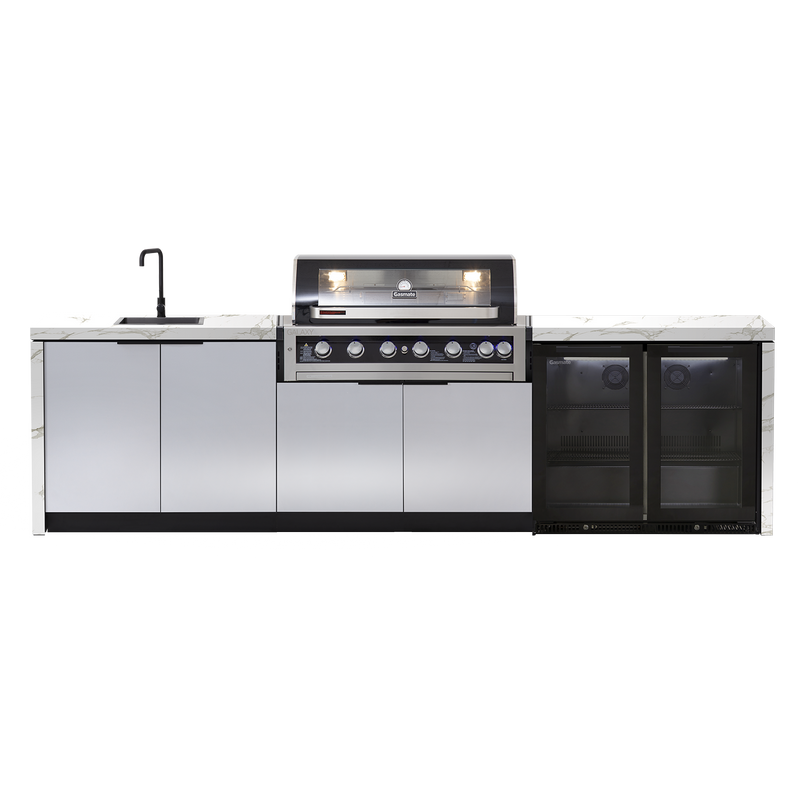 Cabinex Galaxy Black (Classic) 6 Burner Outdoor Kitchen Package with Porcelain Benchtop