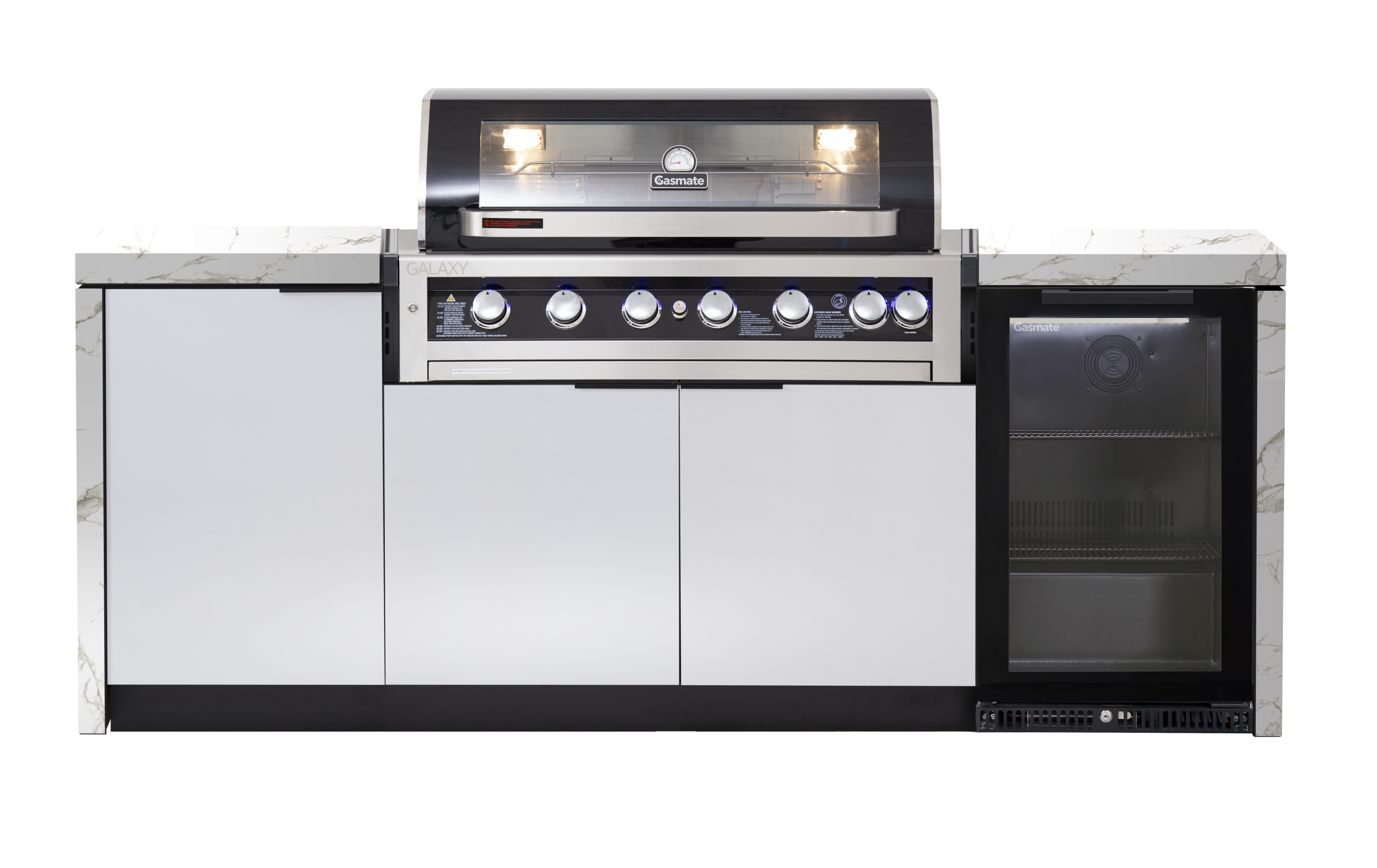 Cabinex Galaxy Black (Classic) 6 Burner Outdoor Kitchen Package with Porcelain Benchtop - Single Modules