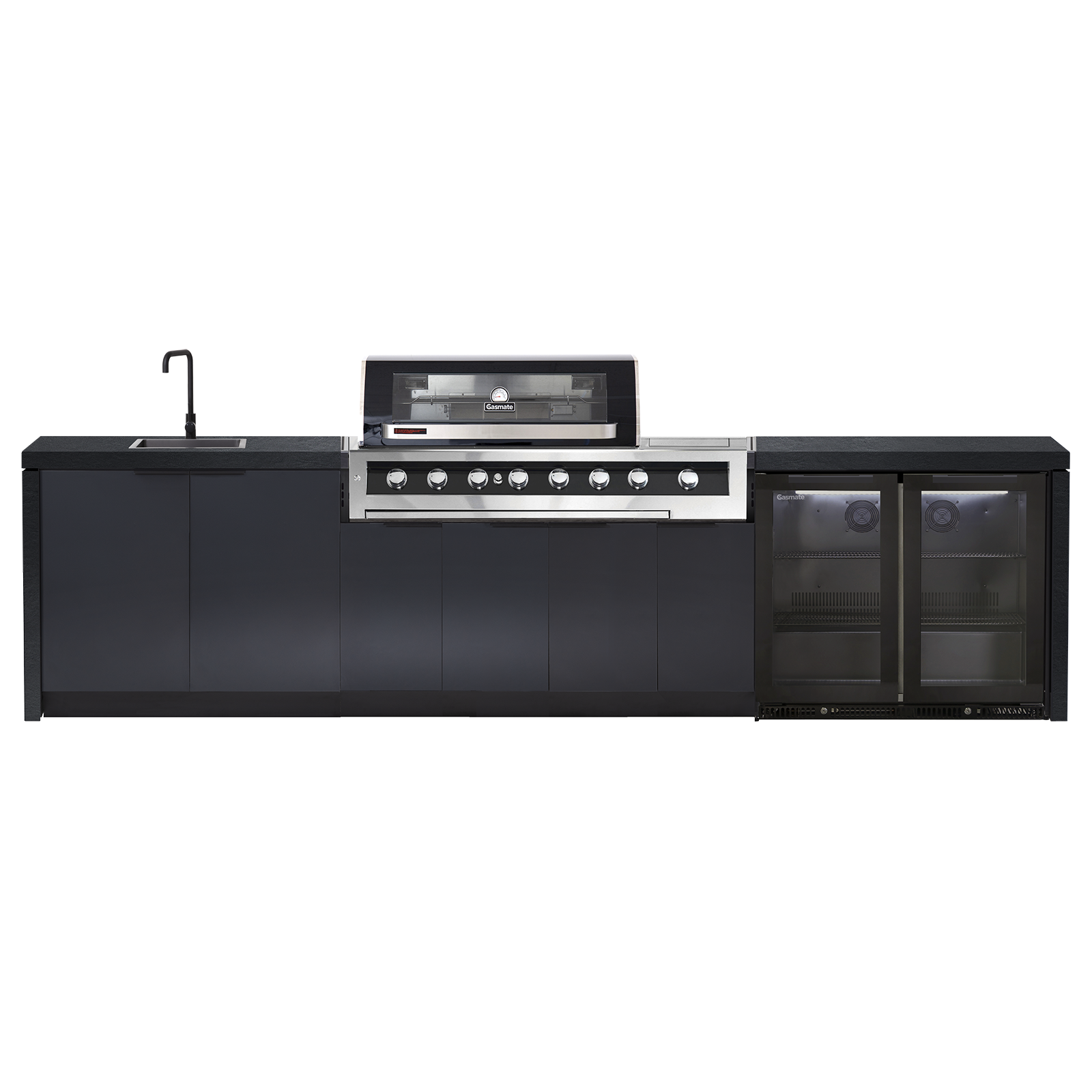 Cabinex Galaxy Black 6-Burner with Side Burner Kitchen Package with Porcelain Benchtop