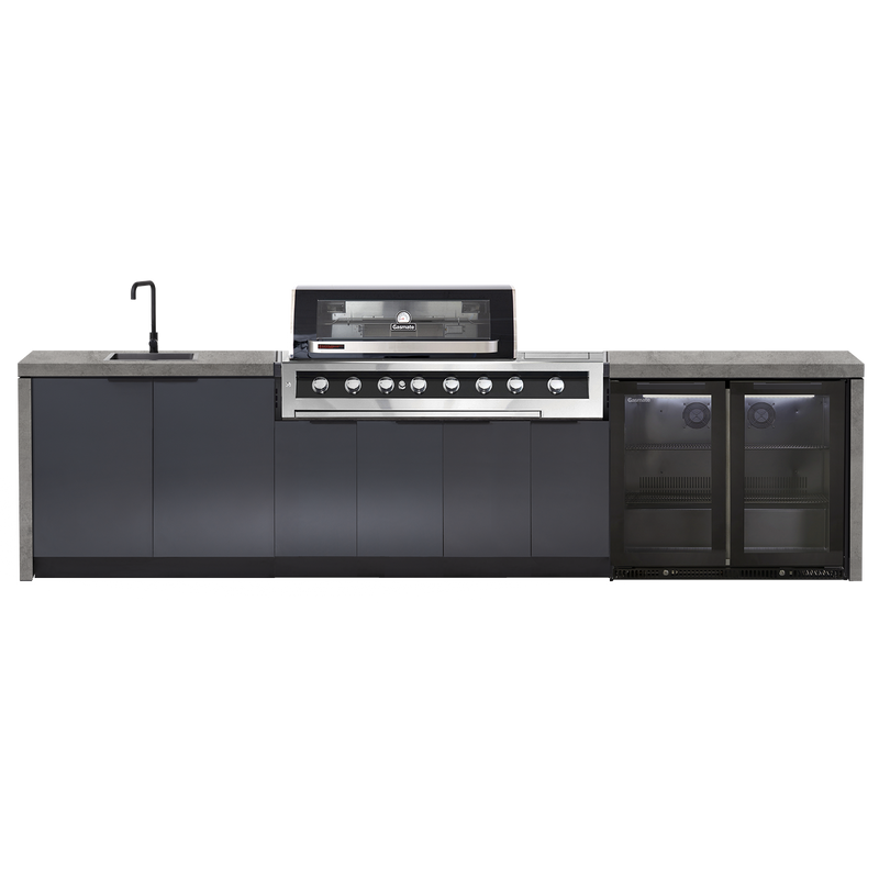 Cabinex Galaxy Black 6-Burner with Side Burner Kitchen Package with Porcelain Benchtop