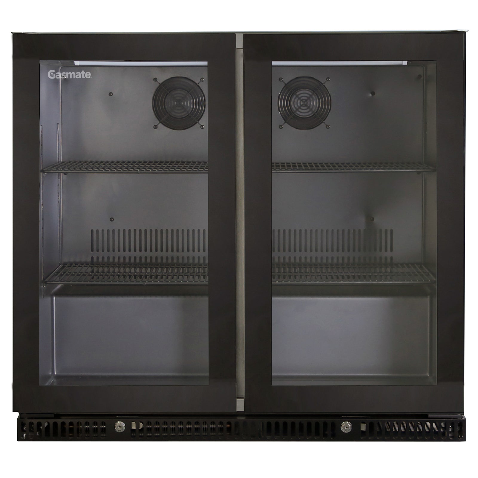 Gasmate Premium 2-Door 187L Glass Door Bar Fridge with Black Interior