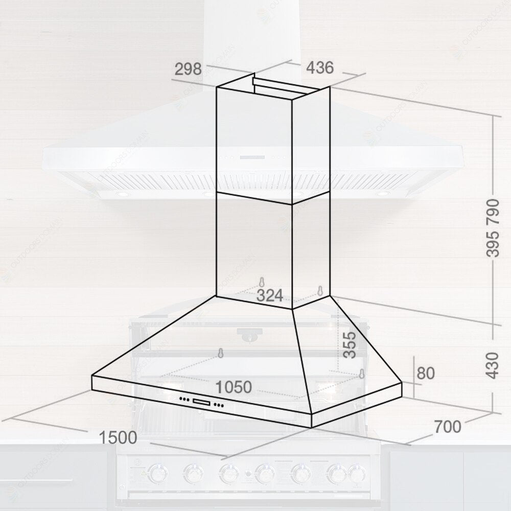 Gasmaster Large Outdoor Stainless Steel BBQ Rangehood