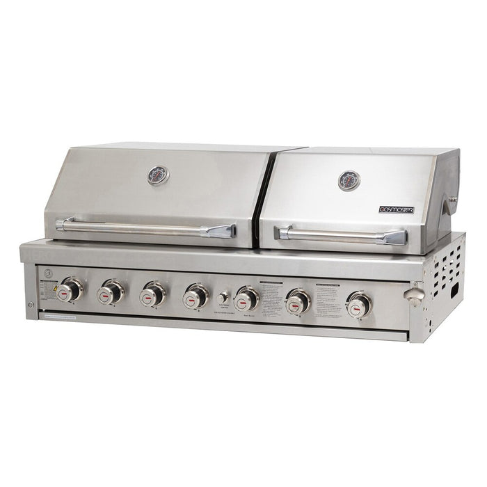 Bundle Gasmaster Hero Twin Hood 6 Burner BBQ & Dual Side Burner & 120cm Rangehood & Gasmate 1 Door 118L Bar Fridge