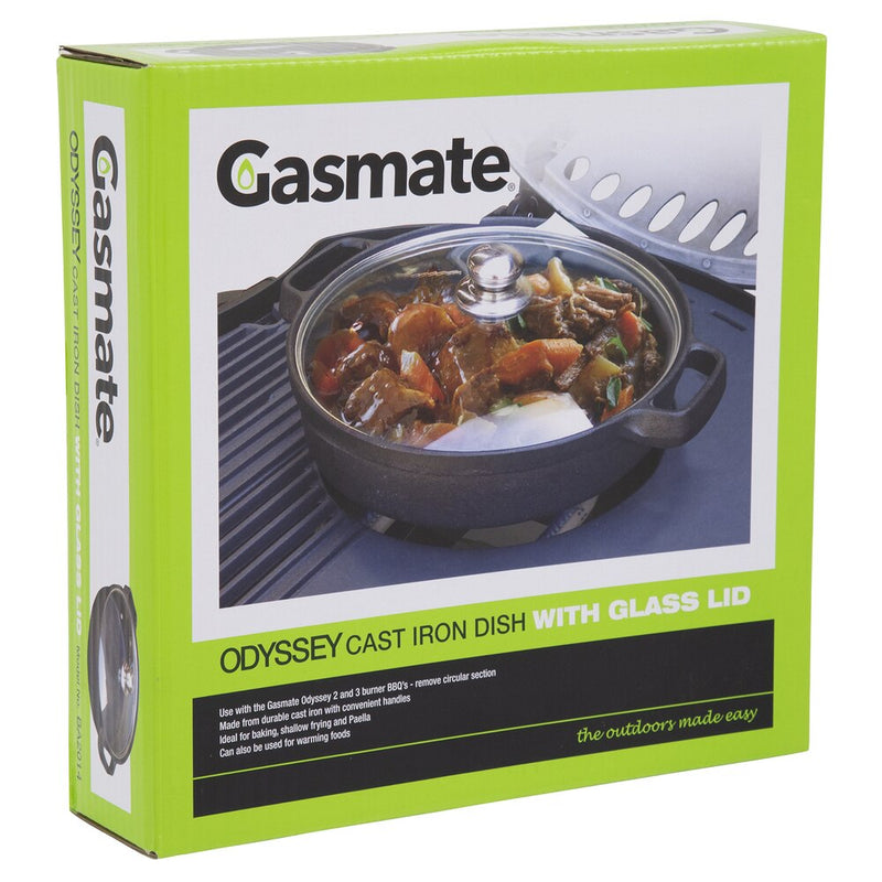 Gasmate Odyssey Cast Iron Baking Dish with Glass Lid