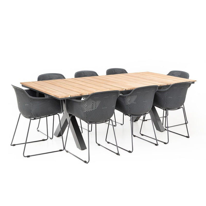 Excalibur Hampton Natural Teak Dining Setting with Lilac Chairs